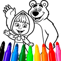 Play Masha and the Bear: Coloring Book for Kids - Free Math Game